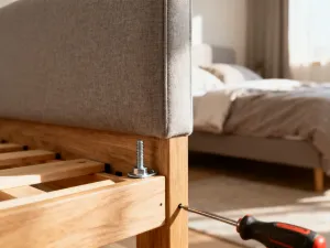 Nowoczesna szafa przesuwna o szerokości 150 cm z dużym lustrem w minimalistycznej, jasnej sypialni.