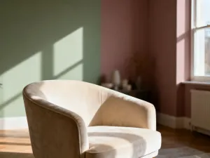 Dwa drewniane łóżeczka dziecięce o różnych rozmiarach ustawione obok siebie w jasnym, minimalistycznym pokoju dziecięcym.